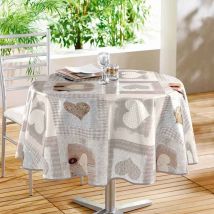 Nappe Ronde en PVC "Coeurs" - Naturel - Ø 150 cm - Plastique - Home Maison