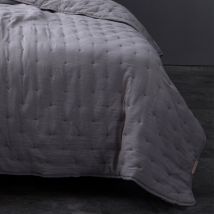 Couvre lit matelassé et moelleux - Gris clair - Polyester - Home Maison