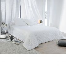 Couvre lit aspect matelassé - Blanc - Coton - Home Maison