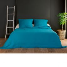 Couvre lit et taie matelassés - Bleu - Polyester - Home Maison