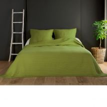 Couvre lit et taie matelassés - Vert - Polyester - Home Maison