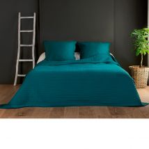 Couvre lit et taie matelassés - Vert emeraude - Polyester - Home Maison