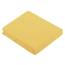 Drap Plat Uni en 100 % Coton - Jaune - Coton - Home Maison