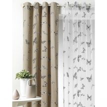 Rideau d'ameublement imprimés papillons - Beige - Coton - Home Maison