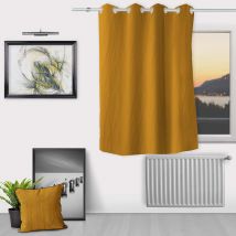 Rideau bohème à œillets - Jaune moutarde - Polyester - Home Maison