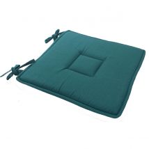 Galette plate unie avec passepoil et nouettes - Vert foncé - 40x40 cm - Coton - Home Maison