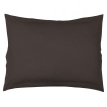 Taie d'Oreiller Unie en 100 % Coton - Marron Foncé - Coton - Home Maison