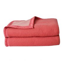 Couverture laine Woolmark double face - Vieux rose - Laine - Home Maison