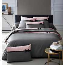 Housse de couette frou frou anthracite nœud - Gris anthracite - Coton - Home Maison