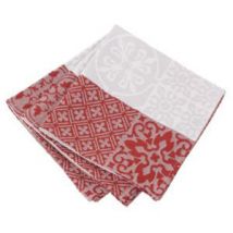 Lot de 3 Serviettes de Table "Mosaïque" - Rouge - 45x45 cm - Jacquard/Coton - Home Maison