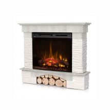 Caminetto elettrico a libera installazione a LED Mod. PORTO - 28&quot; - Pino bianco - 114 x 98 x 32