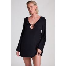 Hunkemöller Robe de plage à manches longues et anneaux Noir