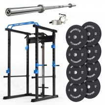 Weights Set With Squat Rack And Power 7ft Barbell - Blue - 100KG