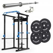 Weights Set With Squat Rack And Power 7ft Barbell - Blue - 30KG