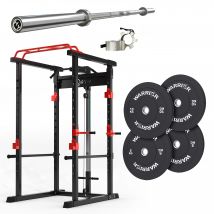 Weights Set With Squat Rack And Power 7ft Barbell - Red - 30KG
