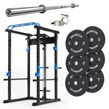 Weights Set With Squat Rack And Power 7ft Barbell - Blue - 60KG