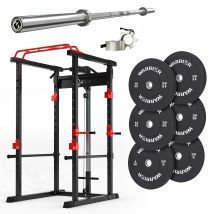 Weights Set With Squat Rack And Power 7ft Barbell - Red - 60KG