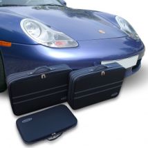 Maßgeschneidertes Gepäck Porsche Boxster 986 in schwarzem Leder und Kunstleder (vorderer Kofferraum)