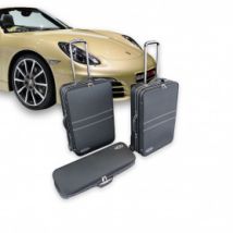 Maletas hechas a medida para Porsche 981 Boxster de cuero negro y nylon (para el maletero delantero)