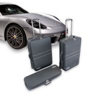 Maletas hechas a medida para Porsche 718 Cayman de cuero negro y nylon (para el maletero delantero)