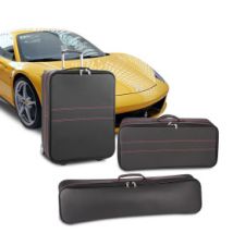 Ferrari 458 tailor-made luggage in leather (for the front luggage compartment) - Fuchsia stitching