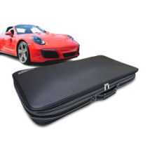 Tailor-made luggage in leather for the rear deck of a Porsche 991 Targa