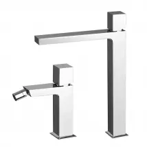 Set miscelatori lavabo alto e bidet senza leva cromato lucido Torre
