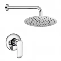Set doccia incasso cromato con braccio e soffione tondo in acciaio Dalila