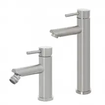 Set miscelatori lavabo alto e bidet acciaio spazzolato e piletta click-clack York