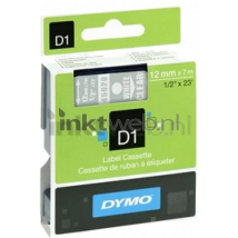 Dymo D1 45020 wit op transparant breedte 12 mm