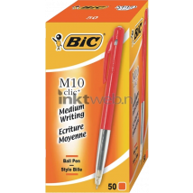 BIC Balpen Clic M10 50 stuks rood