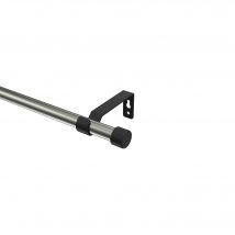 Gardinenstange Edelstahl-Optik / Schwarz, Metall 16 mm Ø Olymp Lucan