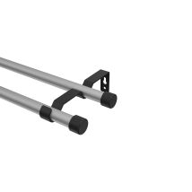 Vorhangstange Silbergrau / Schwarz, Metall 16 mm Ø Olymp Lucan, 2-läufig