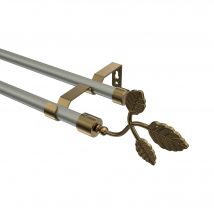 Gardinenstange Chrom matt / Messing Antik, Metall 16 mm Ø Olymp Alessia, doppelläufig