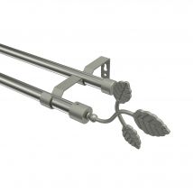 Gardinenstange Edelstahl-Optik / Chrom matt, Metall 16 mm Ø Olymp Alessia, zweiläufig