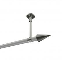 Gardinenstange (Deckenmontage) Weiß / Edelstahl-Optik, Metall 20 mm Ø Sonette Savio