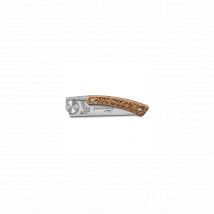 CLAUDE DOZORME Couteau de poche Manche Chêne Gravure Nature - Liner Lock Le Thiers
