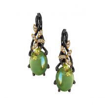 Gold & Prehnite Green Eden Drop Earrings | Chekotin Jewellery