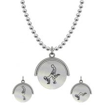 Allumersutra 13MM Silver Pendant Necklace - Girl And Boy - The Plough
