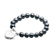 Black Pearl Bracelet With Sterling Silver Heart Clasp