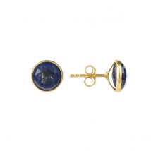 Medium Circle Stud Gold Lapis Lazuli