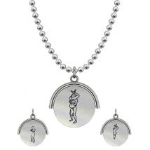 Allumersutra 13MM Silver Pendant Necklace - Girl And Boy - The 69