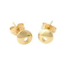 18kt Yellow Gold Moon Small Studs With Hole