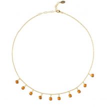Florence Round Gemstone Necklace Gold Citrine