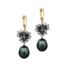 Gold, Diamond & Pearl Coral Reef Eden Earrings | Chekotin Jewellery