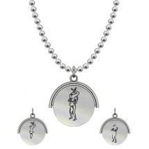 Allumersutra 13MM Silver Pendant Necklace - Girl And Girl - The 69