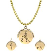 Allumersutra 13MM Gold Pendant Necklace - Girl And Girl - The Bridge
