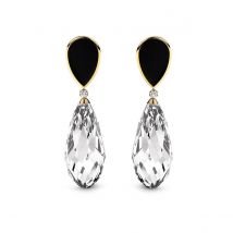 Faceted Crystal Quartz & Diamond Earrings