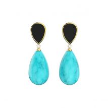Gold Plated Silver, Diamond & Turquoise Earrings