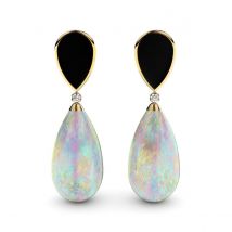 Rose Gold Plated Silver, Crystal Opal & Diamonds Earrings